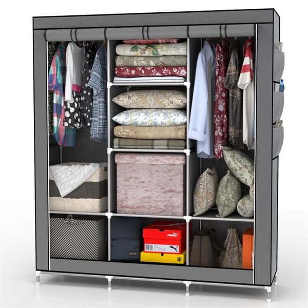 Hopfällbar Garderob 130x175x45 cm Klädskåp i tyg Förvaringsskåp Skåp för Textil Camping Skåpet Wardrobe