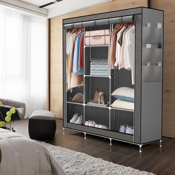 Hopfällbar Garderob 130x175x45 cm Klädskåp i tyg Förvaringsskåp Skåp för Textil Camping Skåpet Wardrobe