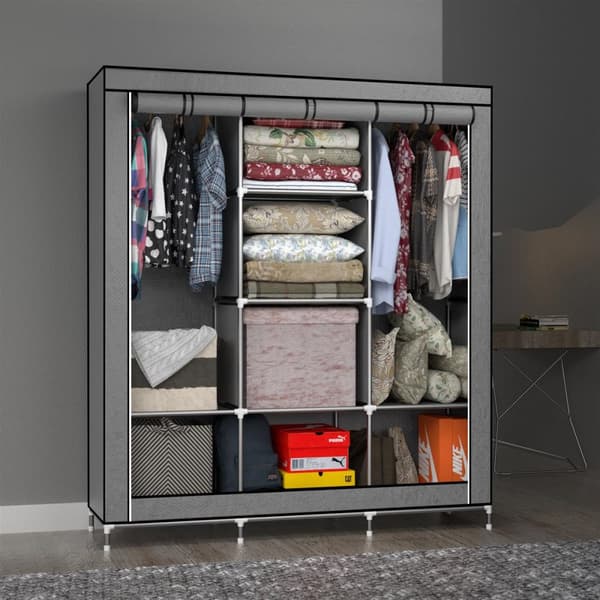 Hopfällbar Garderob 130x175x45 cm Klädskåp i tyg Förvaringsskåp Skåp för Textil Camping Skåpet Wardrobe