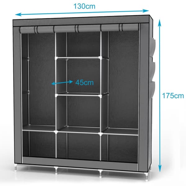 Hopfällbar Garderob 130x175x45 cm Klädskåp i tyg Förvaringsskåp Skåp för Textil Camping Skåpet Wardrobe