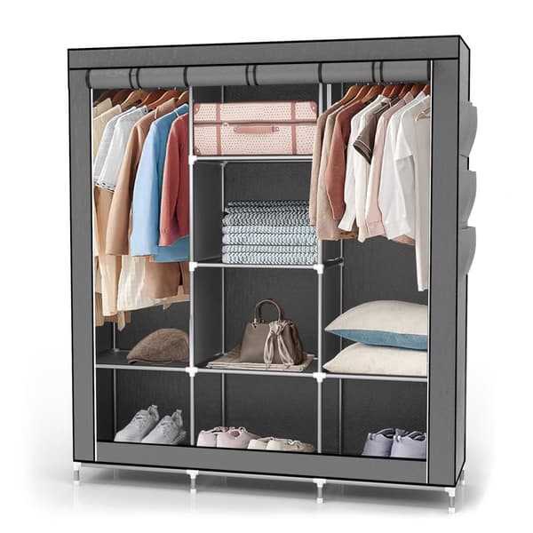 Hopfällbar Garderob 130x175x45 cm Klädskåp i tyg Förvaringsskåp Skåp för Textil Camping Skåpet Wardrobe