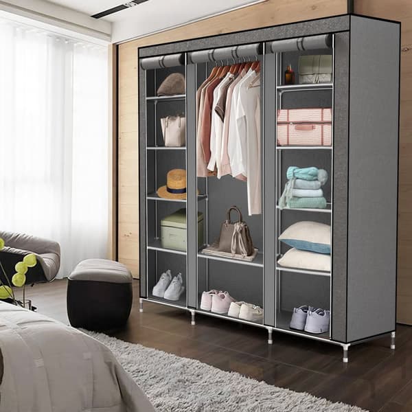 Hopfällbar Garderob 150x175x45 cm Klädskåp i tyg Förvaringsskåp Skåp för Textil Camping Skåpet Wardrobe