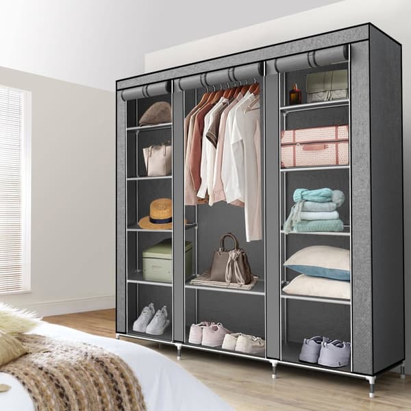 Hopfällbar Garderob 150x175x45 cm Klädskåp i tyg Förvaringsskåp Skåp för Textil Camping Skåpet Wardrobe