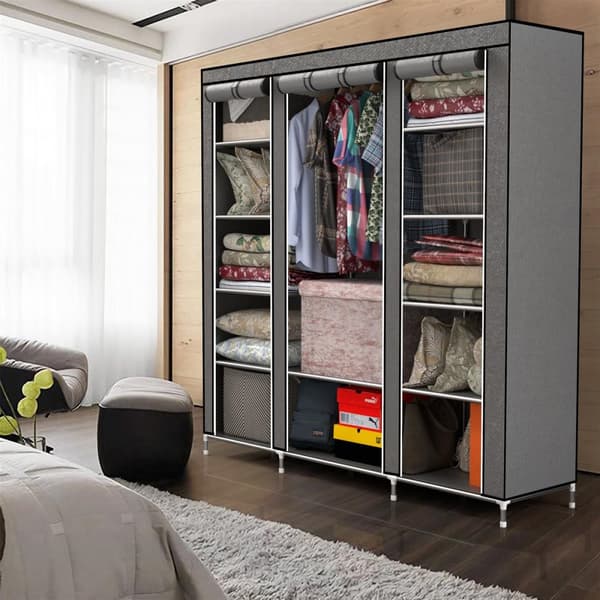 Hopfällbar Garderob 150x175x45 cm Klädskåp i tyg Förvaringsskåp Skåp för Textil Camping Skåpet Wardrobe