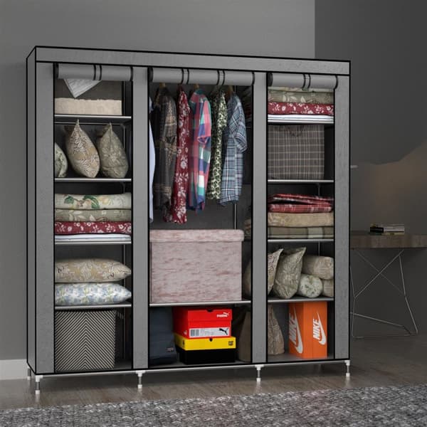 Hopfällbar Garderob 150x175x45 cm Klädskåp i tyg Förvaringsskåp Skåp för Textil Camping Skåpet Wardrobe