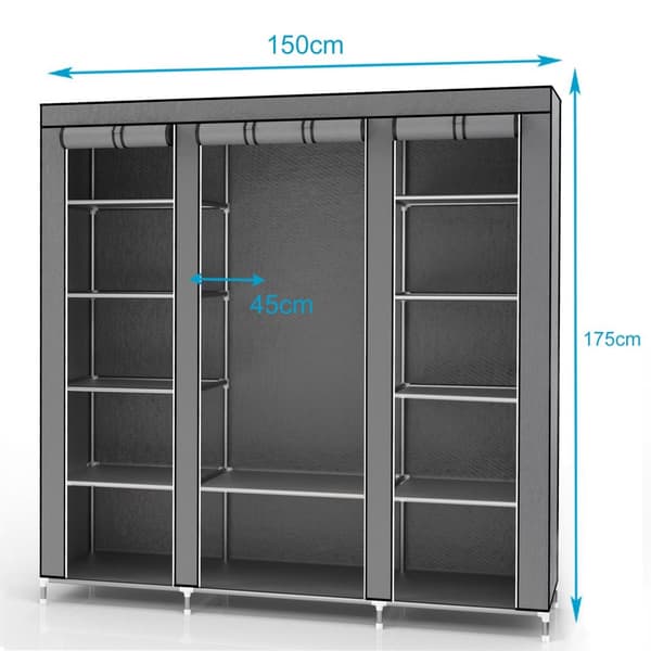 Hopfällbar Garderob 150x175x45 cm Klädskåp i tyg Förvaringsskåp Skåp för Textil Camping Skåpet Wardrobe