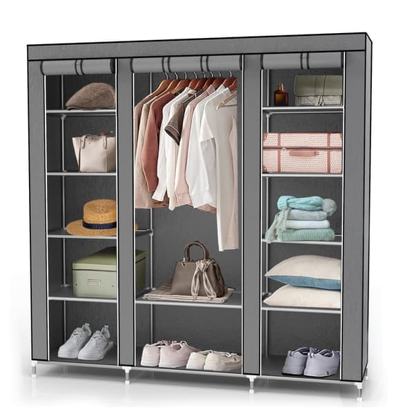 Hopfällbar Garderob 150x175x45 cm Klädskåp i tyg Förvaringsskåp Skåp för Textil Camping Skåpet Wardrobe