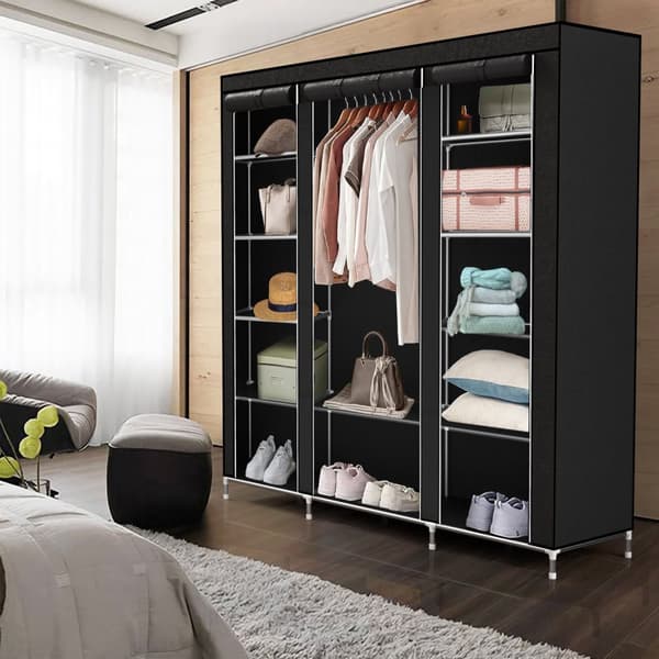 Hopfällbar Garderob 150x175x45 cm Klädskåp i tyg Förvaringsskåp Skåp för Textil Camping Skåpet Wardrobe