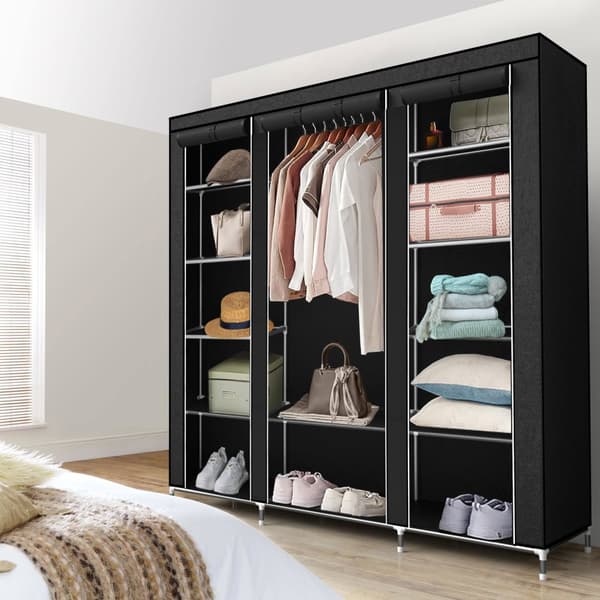 Hopfällbar Garderob 150x175x45 cm Klädskåp i tyg Förvaringsskåp Skåp för Textil Camping Skåpet Wardrobe