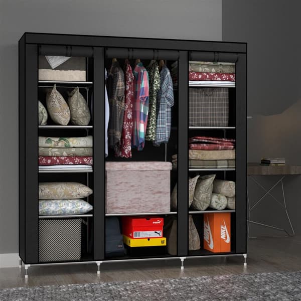 Hopfällbar Garderob 150x175x45 cm Klädskåp i tyg Förvaringsskåp Skåp för Textil Camping Skåpet Wardrobe