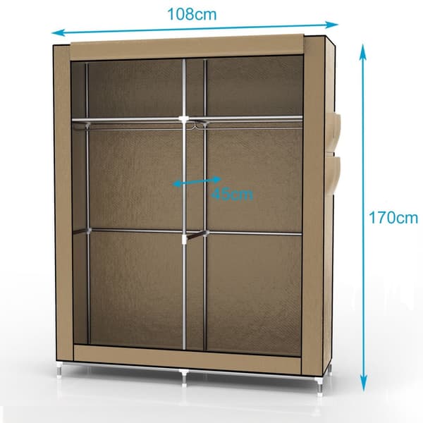 Hopfällbar Garderob 108x170x45 cm Klädskåp i tyg Förvaringsskåp Skåp för Textil Camping Skåpet Wardrobe