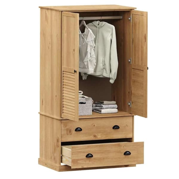 vidaXL klædeskab VIGO 90x55x170 cm massivt fyrretræ