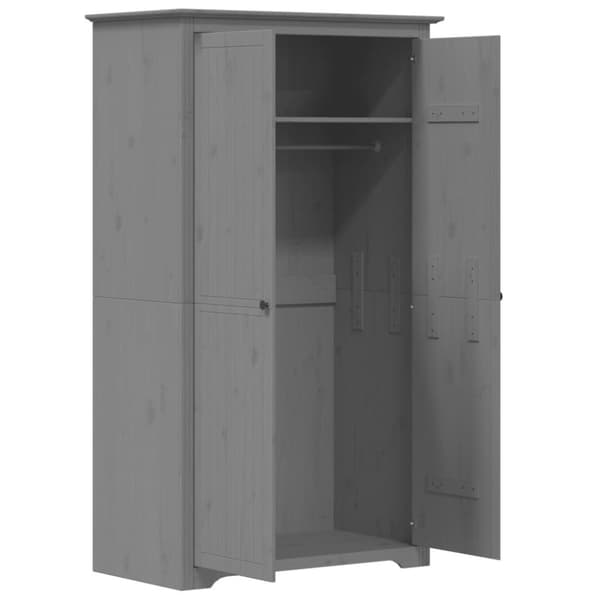 vidaXL klædeskab BODO 101x52x176,5 cm massivt fyrretræ grå