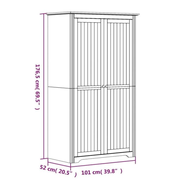 vidaXL klædeskab BODO 101x52x176,5 cm massivt fyrretræ grå
