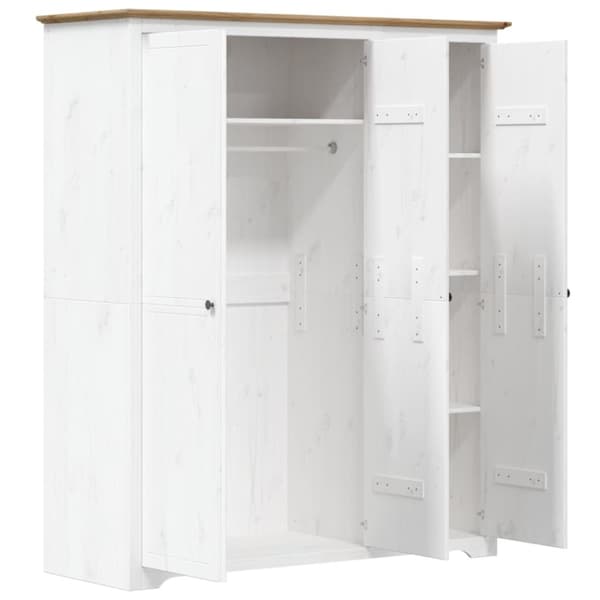 vidaXL klædeskab BODO 146x53,5x173 cm massivt fyrretræ hvid og brun