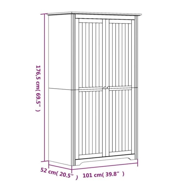 vidaXL Garderobe BODO hvit 99x53,5x173 cm heltre furu
