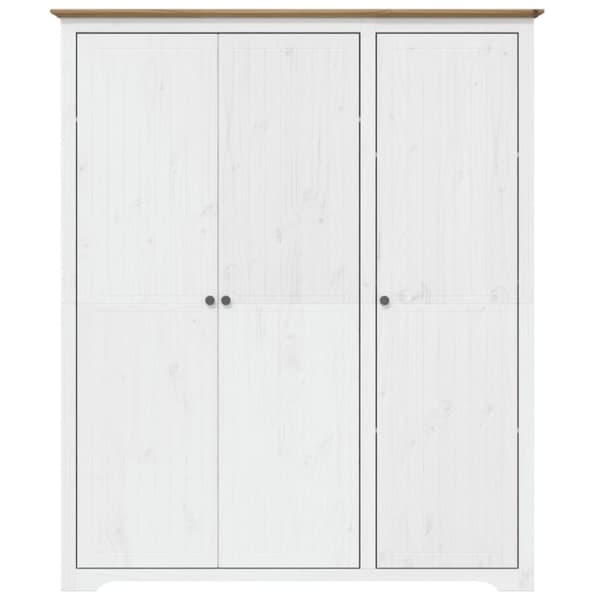 vidaXL Klädskåp BODO vit och brun 146x53,5x173 cm massiv furu