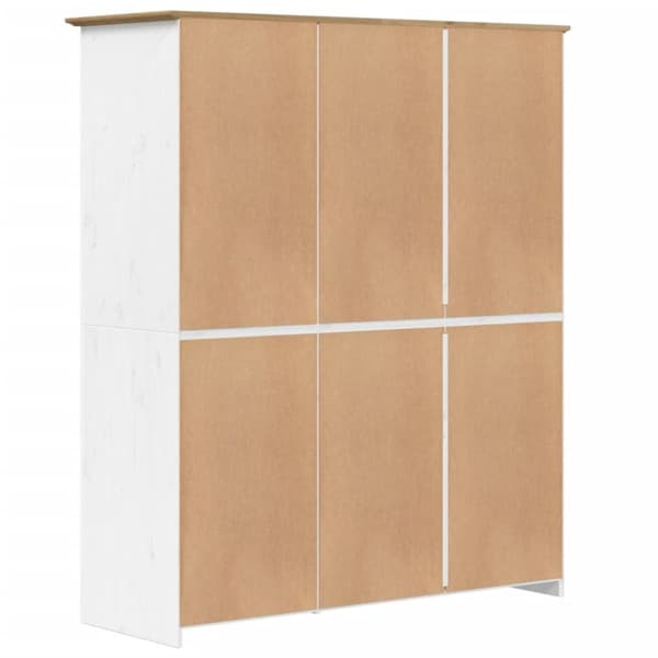 vidaXL Klädskåp BODO vit och brun 146x53,5x173 cm massiv furu