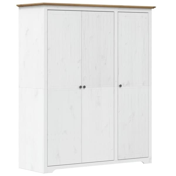 vidaXL Klädskåp BODO vit och brun 146x53,5x173 cm massiv furu