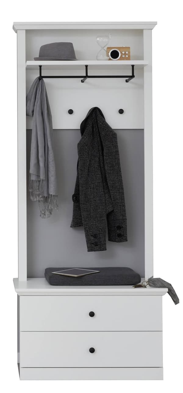 Rootz Garderobeset - Garderoberek met Bank - Wit - 81 x 196 x 41 cm