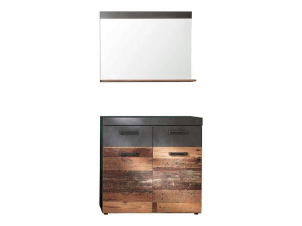 Rootz Garderobsset 2-delat - Garderob - med spegel - Brun och Svart - 90 x 192 x 34 cm