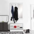 Miniatyrbild 2 av 7: Rootz vägghängd garderob med spegel & skoskåp spånskiva vit - Modern Hall Compact Garderob för jackor & skor - komplett garderob