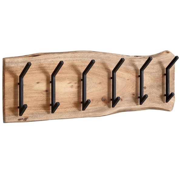 Rootz design naulakko akaasia massiivipuuta - metalli 100 x 29 x 12,5 cm - Koukkukisko eteisen naulakkoseinä - Vaatekaappipuuta