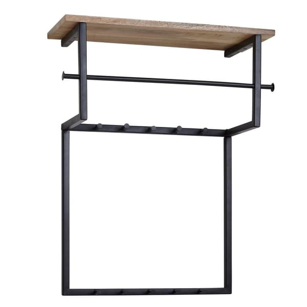 Rootz design seinävaatekaappi mango massiivipuu metalli 60x76x26 cm - Koukkutanko hyllyllä ja vaatetanko - Eteisen vaatekaappi vaatekaappi seinäpuuta
