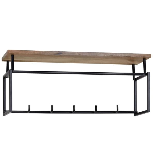 Rootz design seinävaatekaappi mango massiivipuu metalli 71x29x20 cm - Koukkutanko hyllyllä ja vaatetanko - Eteisen vaatekaappi vaatekaappi seinäpuuta