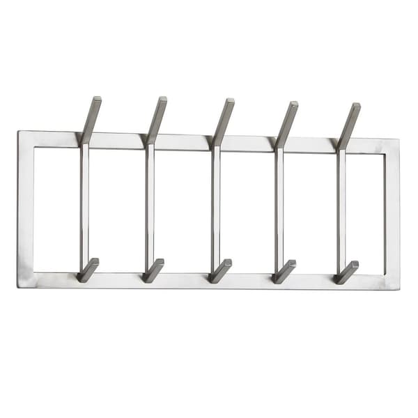 Rootz væg knagerække metal sølv 65x30x10 cm design hall knagerække stål - Krogestang vægpanel - garderobevæg - Gang knagerække