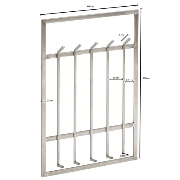 Rootz väggklädhängare metall silver 60x100x7,5 cm design hall klädhängare stål - Väggpanel krokskena - Garderobsvägg - Klädhängare hall