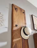 Miniatyrbild 4 av 7: Rootz garderob Sheesham massivt trä - metall 40x140x7 cm med avtagande - Design krokskena 2-radig hall garderobsvägg - Garderobsträ