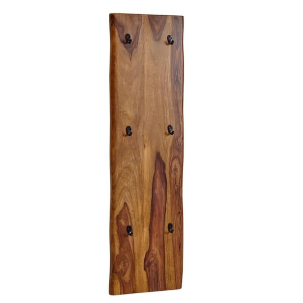 Rootz garderobe Sheesham massivt træ - metal 40x140x7 cm med aftagende - Design krogestang 2-rækket gang garderobevæg - Garderobe træ