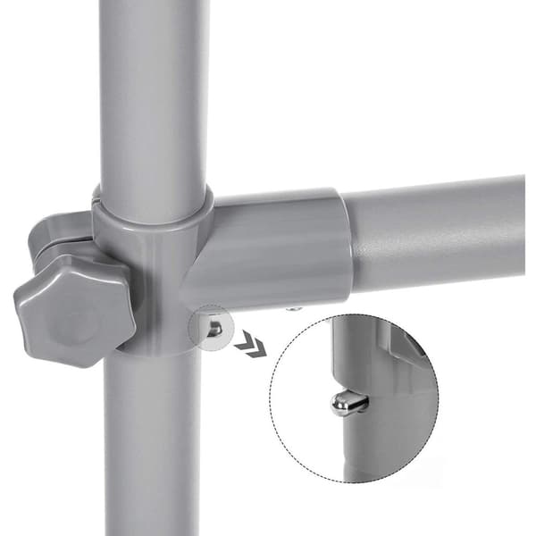 Rootz-vaateteline pyörillä - Jatkettava naulakko tuplatangolla - Siirrettävä - Vaateteline - Max. kuorma 70 kg - (87-150) x 52 x 166 cm - Harmaa