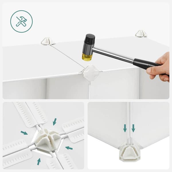 Rootz børnegarderobe - Kids Cube Opbevaringssystem - Garderobe med døre - Gør det selv opbevaringsskab - Hvid - 153 x 31 x 153 cm