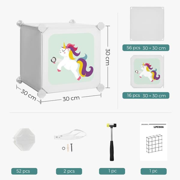 Rootz børnegarderobe - Kids Cube Opbevaringssystem - Garderobe med døre - Gør det selv opbevaringsskab - Hvid - 153 x 31 x 153 cm
