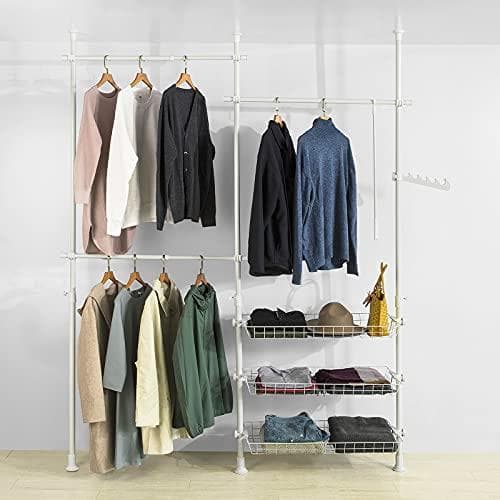 Rootz Teleskopgarderob Organizer-Hängande skena-Kläder Rack-Förvaringshyllor