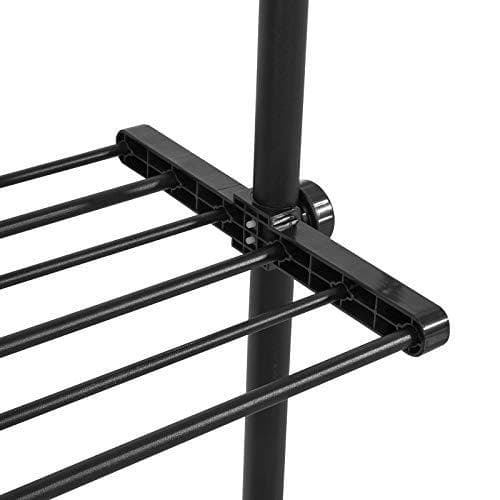 Rootz Justerbar Garderobe Organizer Tøjhylde System-Hængeskinne-Teleskopisk Tøj Opbevaringshylder, Sort