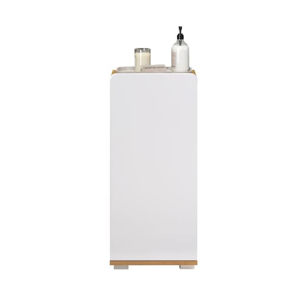 Rootz Bathroom Cabinet - Storage Unit - Washroom Furniture - Vanity Stand - Towel Holder - Restroom Organizer - Bath Rack - White Gloss and Artisan Oa