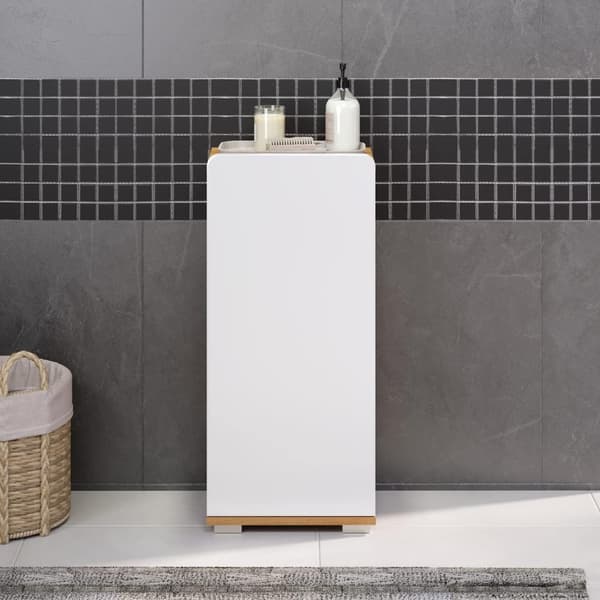 Rootz Bathroom Cabinet - Storage Unit - Washroom Furniture - Vanity Stand - Towel Holder - Restroom Organizer - Bath Rack - White Gloss and Artisan Oa
