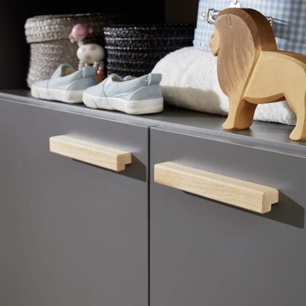 Rootz Baby Room Wardrobe - Cabinet - Closet - Storage - Armoire - Cupboard - Dresser - Grey - 130 x 190 x 60 cm