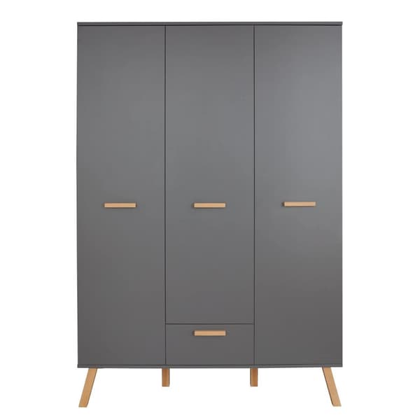 Rootz Baby Room Wardrobe - Cabinet - Closet - Storage - Armoire - Cupboard - Dresser - Grey - 130 x 190 x 60 cm