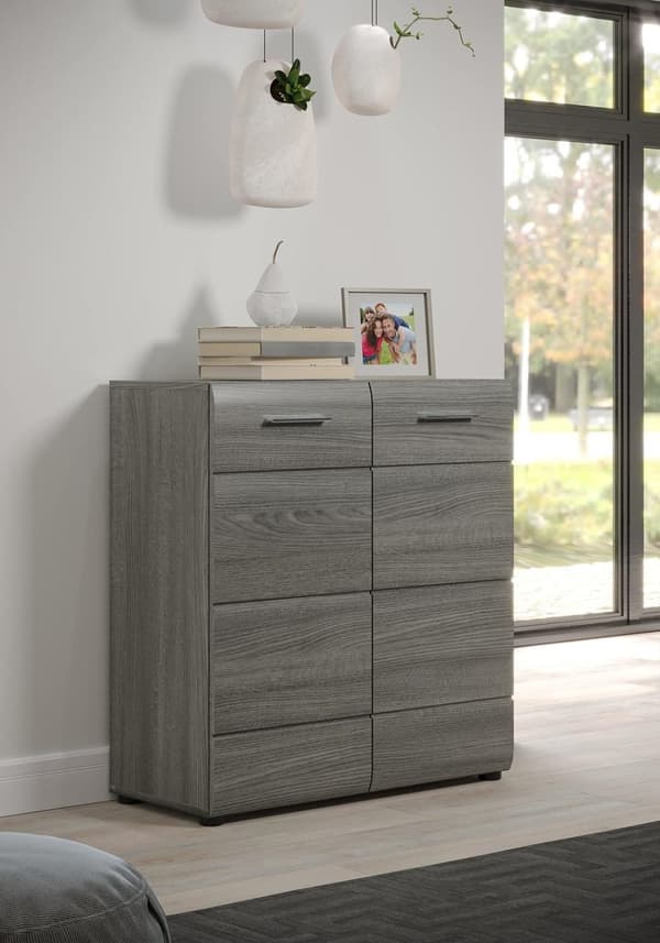 Rootz Dresser - Cabinet - Storage Unit - Chest - Drawer Stand - Organizer - Grey, Smoke Silver, Graphite - 80 x 86 x 35 cm