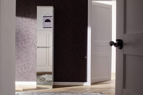 Rootz Mirror Wardrobe - Storage Closet - Reflective Cabinet - Mirror Cabinet - Shelving Unit - Storage Unit - Organizer - White Melamine - 37 x 191 x