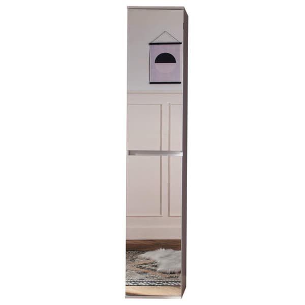 Rootz Mirror Wardrobe - Storage Closet - Reflective Cabinet - Mirror Cabinet - Shelving Unit - Storage Unit - Organizer - White Melamine - 37 x 191 x