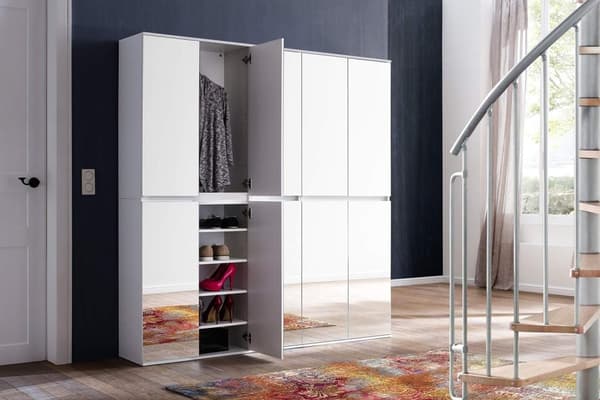 Rootz Wardrobe - Closet - Armoire - Dresser - Cabinet - Storage Unit - Organizer - White Melamine - 185 x 191 x 34 cm