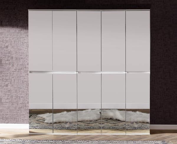 Rootz Wardrobe - Closet - Armoire - Dresser - Cabinet - Storage Unit - Organizer - White Melamine - 185 x 191 x 34 cm