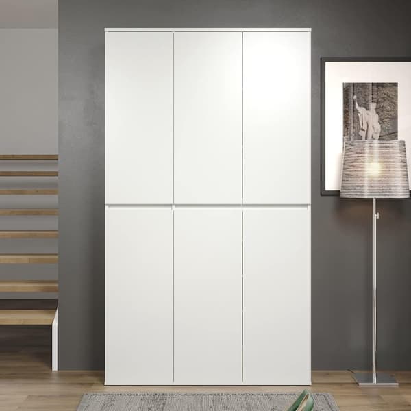Rootz Wardrobe - Closet - Storage Cabinet - Clothes Organizer - Multi-Purpose Unit - Freestanding Dresser - Clothing Armoire - White - 111 x 191 x 34