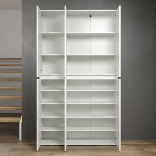 Rootz Wardrobe - Closet - Storage Cabinet - Clothes Organizer - Multi-Purpose Unit - Freestanding Dresser - Clothing Armoire - White - 111 x 191 x 34
