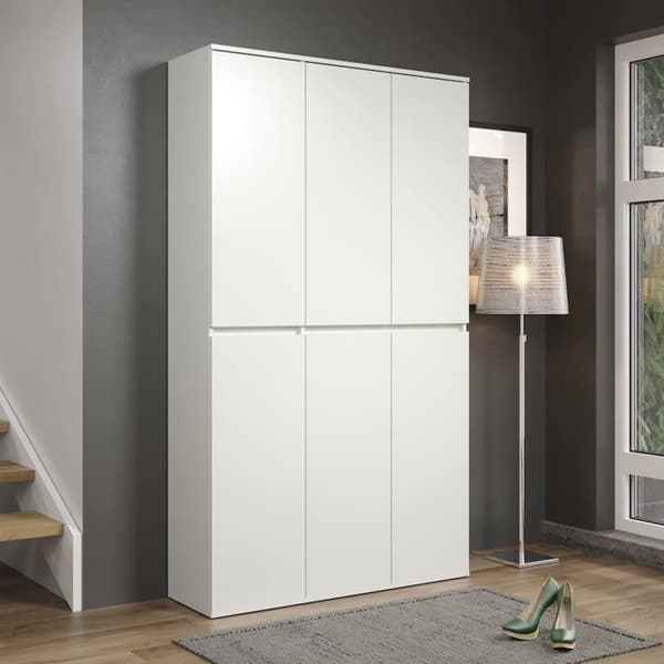 Rootz Wardrobe - Closet - Storage Cabinet - Clothes Organizer - Multi-Purpose Unit - Freestanding Dresser - Clothing Armoire - White - 111 x 191 x 34